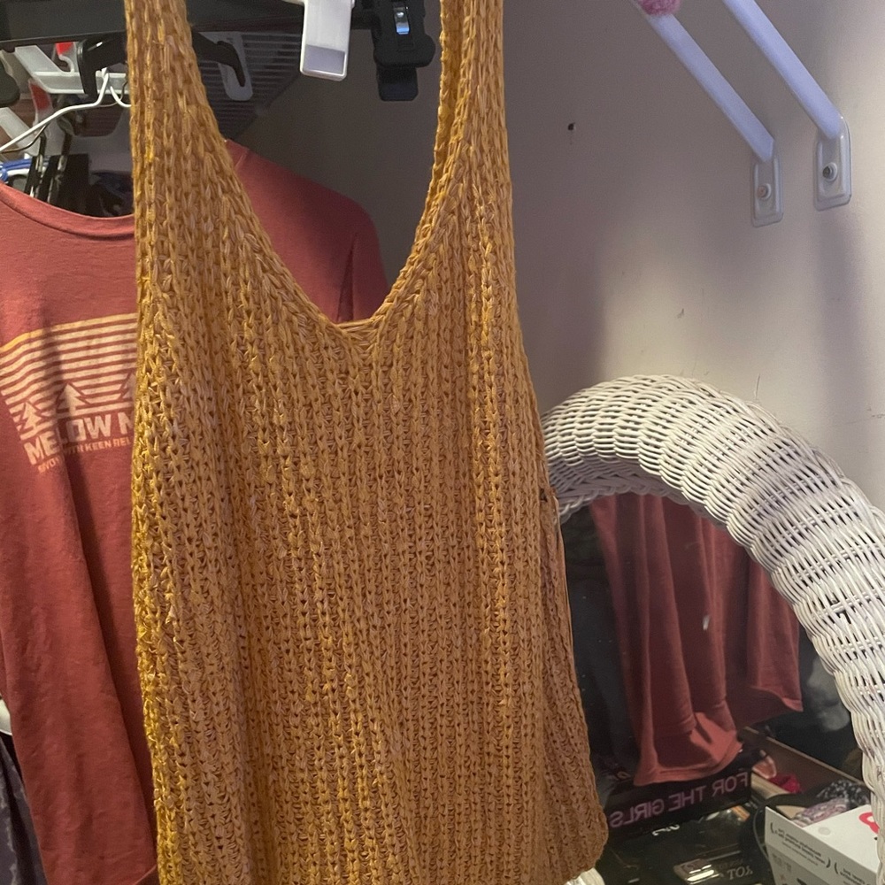 yellow knitted tank top